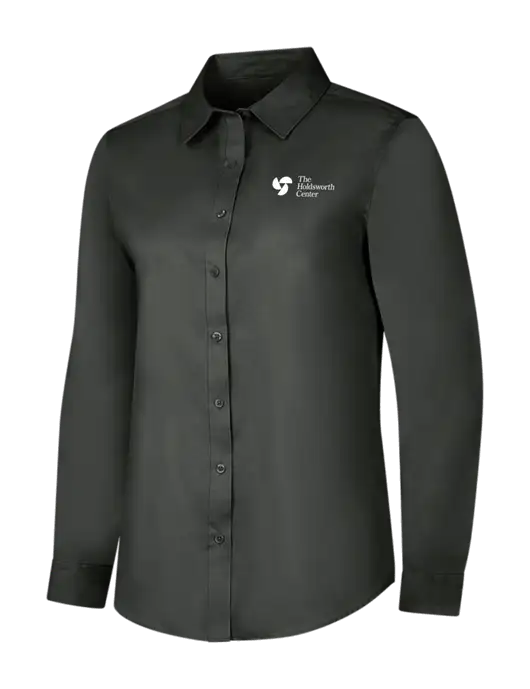 Dark Grey Womens Long Sleeve Superpro React Twill Shirt w/Holdsworth Center Logo