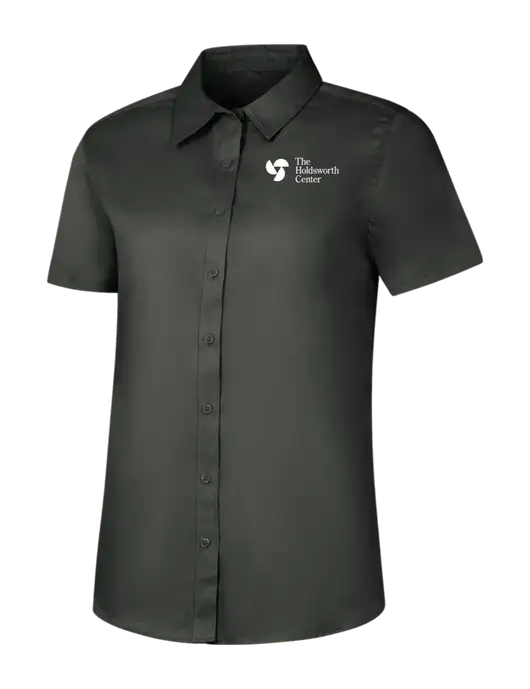 Womens Dark Grey Short Sleeve Superpro React Twill Shirt w/Holdsworth Center Logo