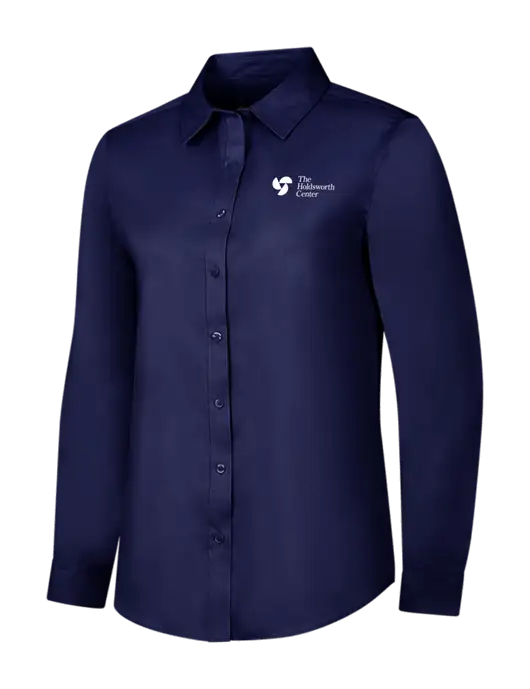 Navy Womens Long Sleeve Superpro React Twill Shirt w/Holdsworth Center Logo