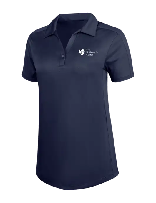 Womens Dark Navy Diamond Jacquard Polo w/Holdsworth Center Logo