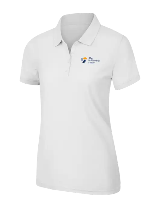White Womens Core Classic Pique Polo w/Holdsworth Center Logo