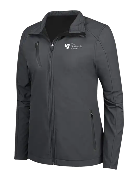 Dark Grey Womens Welded Softshell Jacket w/Holdsworth Center Logo