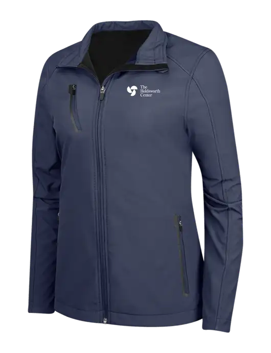 Navy Womens Welded Softshell Jacket w/Holdsworth Center Logo
