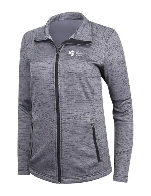 Medium Grey Womens Digi Stripe Fleece Jacket w/Holdsworth Center Logo