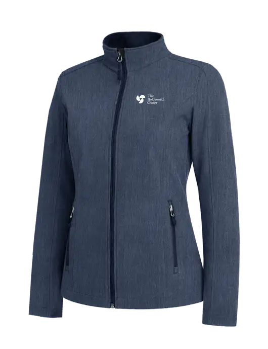 Navy Heather Womens Core Soft Shell Jacket w/Holdsworth Center Logo