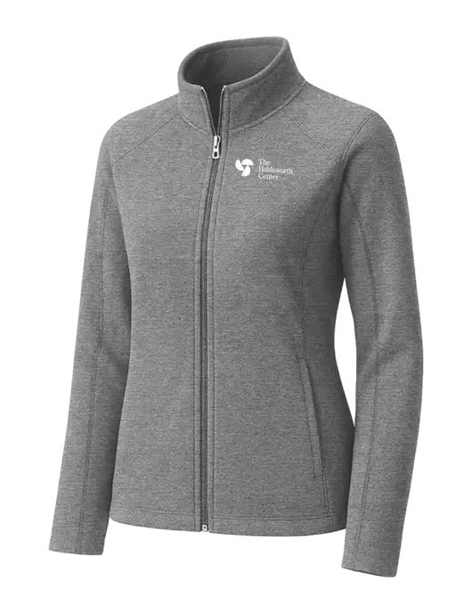 Medium Grey Womens Heather Microfleece Full-Zip Jacket w/Holdsworth Center Logo