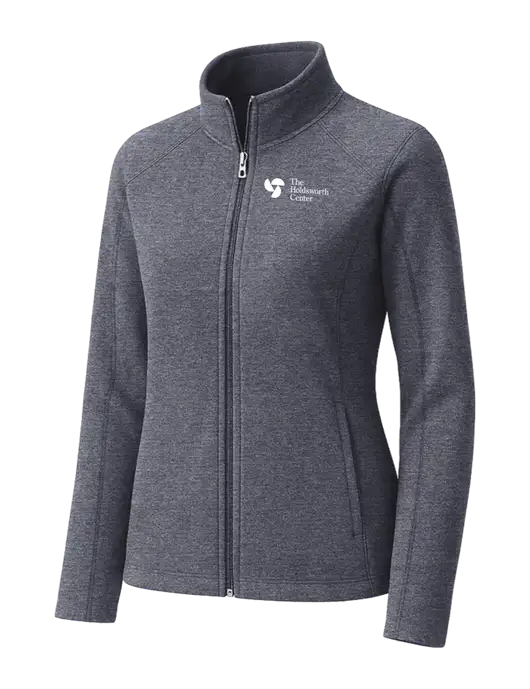 Light Navy Heather Womens Microfleece Full-Zip Jacket w/Holdsworth Center Logo