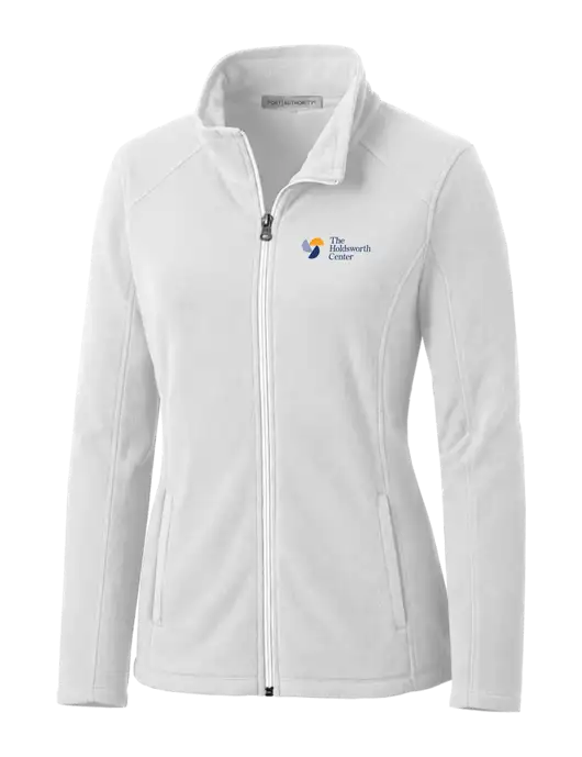 White Womens Microfleece Jacket w/Holdsworth Center Logo