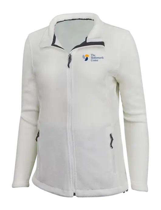 Womens White Fleece Jacket w/Holdsworth Center Logo