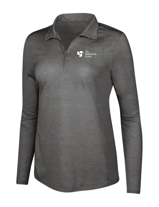 Dark Grey Heather Womens Posicharge Tri-Blend Wicking 1/4 Zip Pullover w/Holdsworth Center Logo