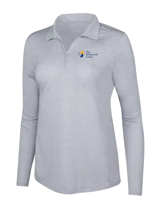 Light Grey Heather Womens Posicharge Tri-Blend Wicking 1/4 Zip Pullover w/Holdsworth Center Logo