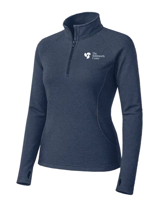 Navy Heather Womens Sport Wick Stretch 1/4 Zip Pullover w/Holdsworth Center Logo