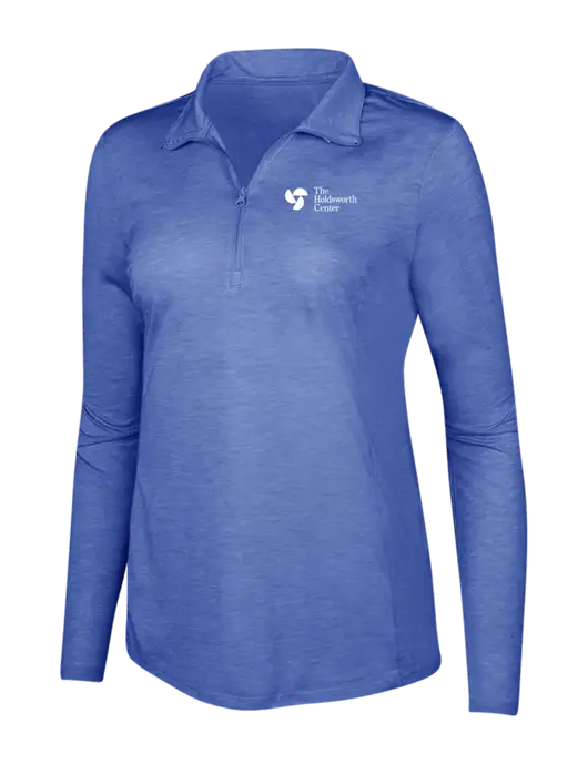 True Royal Heather Womens Posicharge Tri-Blend Wicking 1/4 Zip Pullover w/Holdsworth Center Logo