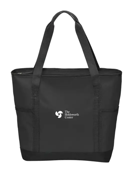 On the Go Black/Black Tote w/Holdsworth Center Logo