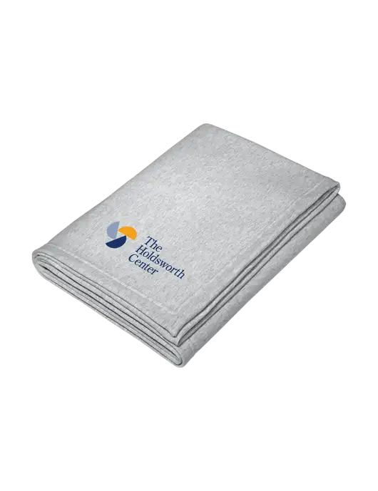 Core Light Grey Heather Fleece Sweatshirt Blanket w/Holdsworth Center Logo
