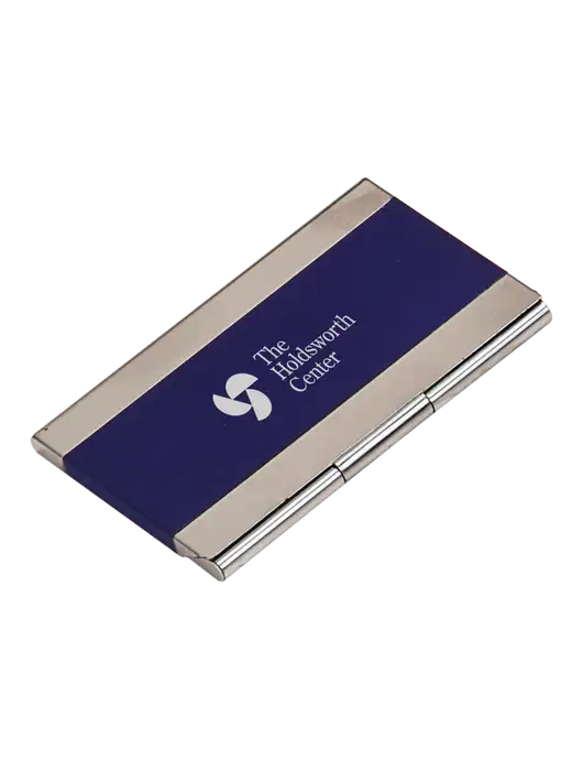 Blue 3.75 x 2.5 Business Card Holder w/Holdsworth Center Logo