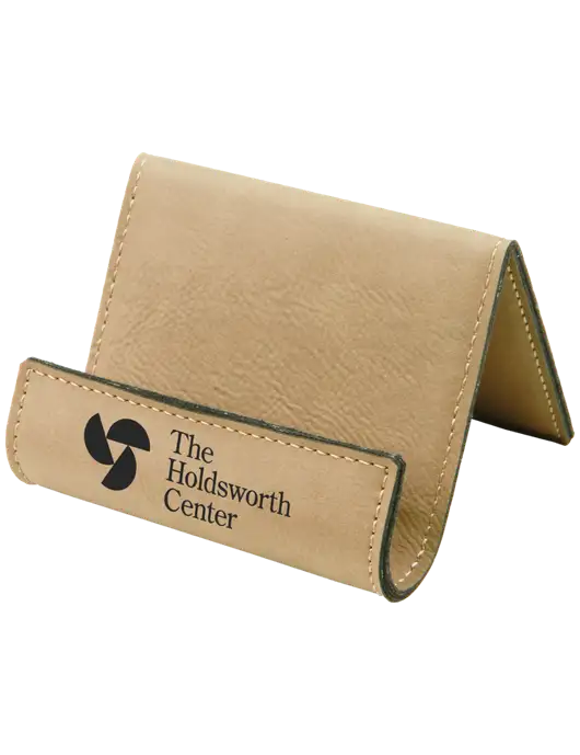 Tan Leatherette Card & Phone Holder w/Holdsworth Center Logo